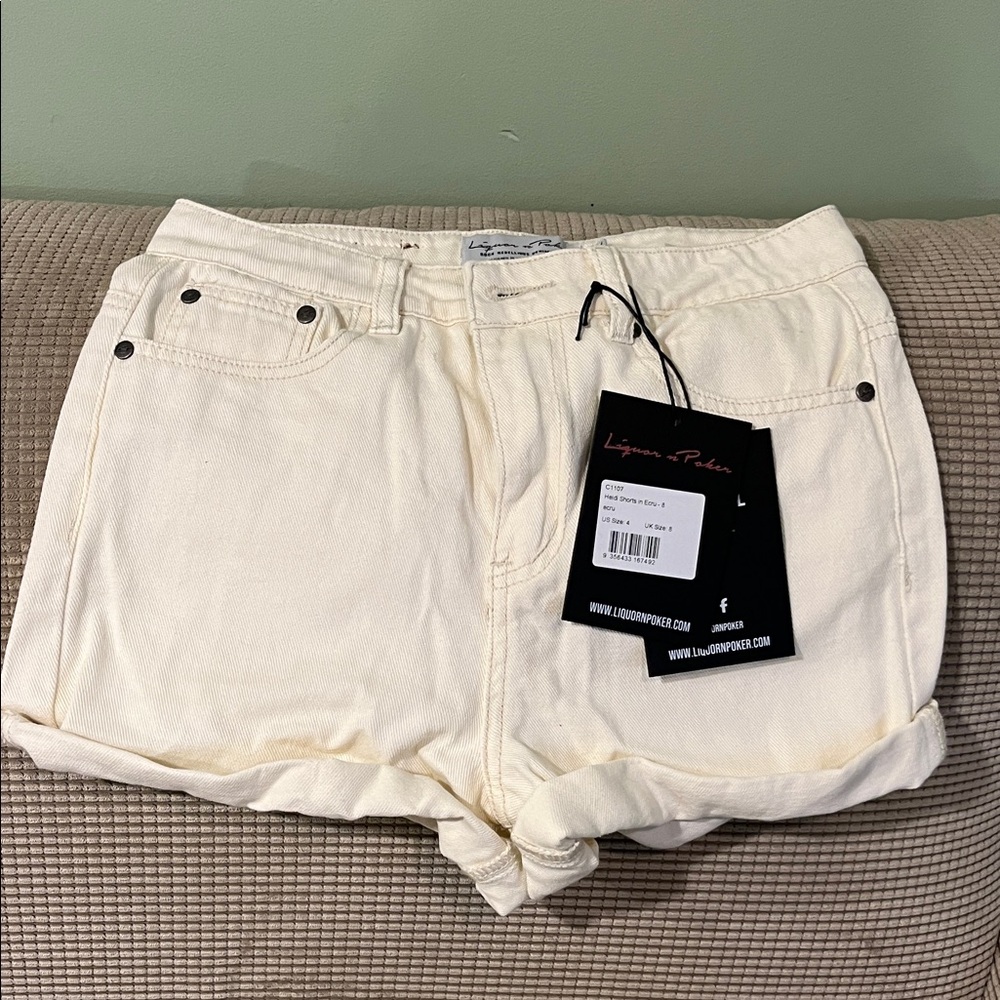 Liquor N Poker Cream Women's Jean Shorts